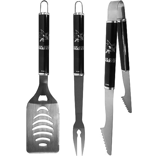 Siskiyou Sports NHL San Jose Sharks 3 pc Steel BBQ Set in Black, One Size