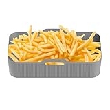 Olla de silicona para freidora de aire, alfombrilla cuadrada de silicona, antiadherente, rectangular, de silicona, para horno microondas
