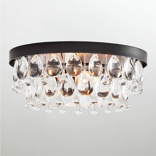 Crystal Glow Flush Mount, Crystal Droplets Close to Ceiling Light ...