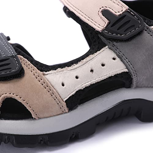 Harssidanzar Women's Leather Sandals Outdoor Sandals Hiking Sandals Casual Walking Sandals Strap Adjustable Beach Sandals For Women SL256US2