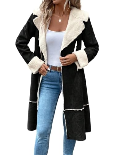 Wocrolse Women's 2024 Winter Fashion Coats Long Sleeve Casual Warm Knee Length Jacket
