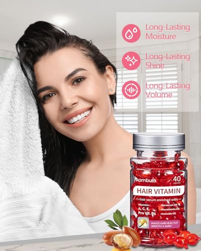 Kambuta Hair Vitamins Serum Oil Capsules: No Rinse Hair Treatment For Frizzy And Dry Damaged - Enriched Vitamin A C E Pro B5 Moroccan Macadamia Avocado Oils - Hair Vitamin Repair For Women Men thumb #6