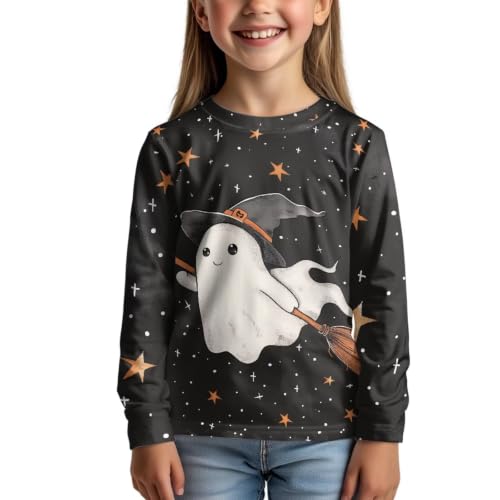 Image of Girls Long Sleeve Shirts Casual Crewneck Soft T-shirts for Girls 3-16 Years Old
