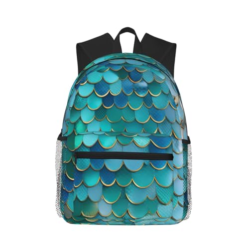 Sac à dos polyvalent noir style écailles de sirène grand sac à dos double épaule pour tous les âges