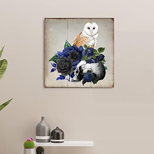 Plaque en bois Halloween tête de mort, tableau mural de style ferme - 4