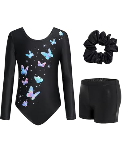 JiAmy Gymnastikanzug Mädchen, Turnanzug Turnshorts Haarband Set Turnanzug Leotard Set für 3-12 Jahre JiAmy Gymnastikanzug Mädchen, Turnanzug Turnshorts Haarband Set Turnanzug Leotard Set für 3-12 Jahre
