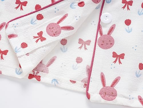 Image of Hupohoi Big Girls Button Down Pajama Set 3pcs Short Sleeve Long Pants with Shorts Crepe Wrinkled Fabric Sleepwear Nighty