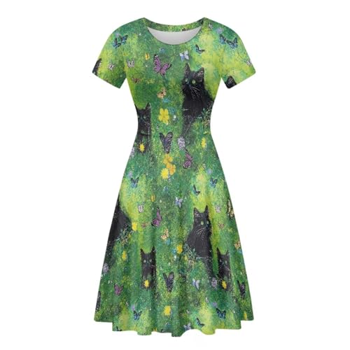 Image of AFPANQZ Womens Casual Summer Lightweight Vintage Dress Short Sleeve Midi Dress Knee-Long Luxury Formal Dress