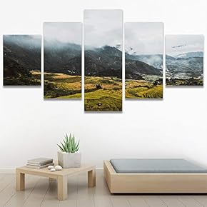 SIGNWIN 5 Panel Canvas Wall Art Mountainscape for...