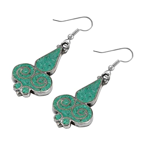 Boucles d'oreilles turquoise en argent 925 fait main pour femme