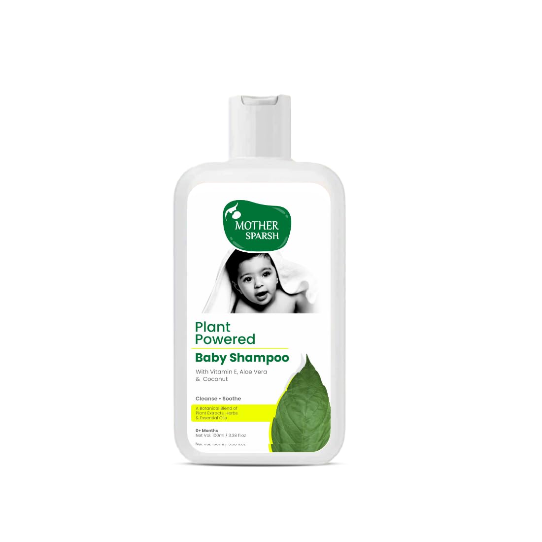Plant Powered Natural Baby Shampoo With Vanilla Oil, Vitamin E & Coconut Oil | Nourishes Baby's Scalp & Hair - 100ml