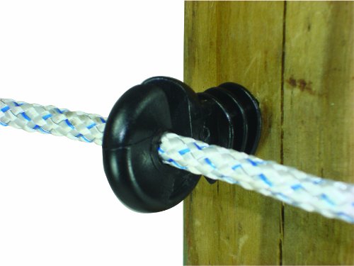 Field Guardian Wood Post Screw-In Ring Polyrope Insulator, Black
