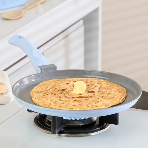 Image of Borosil Ceramic Vajra 26 cm Flat Tawa | Gas Stove & Induction Compatible, Dishwasher Safe | PFOA and PFAS Free Tava | 1 Year Warranty, Sky Blue