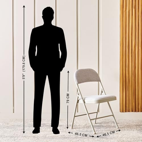 Image of Home Centre | Melony Fabric Folding Chair | Metal Frame, for Home | Beige | 6 Months Warranty