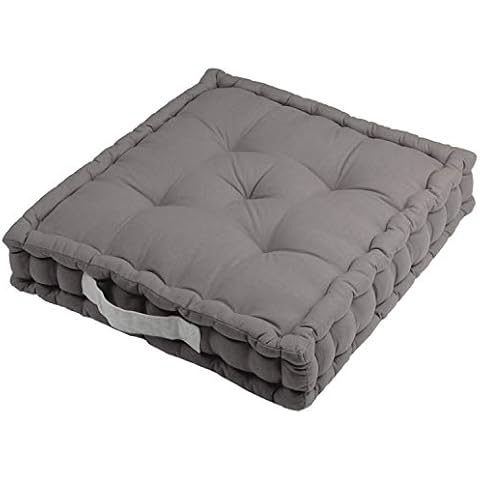 Sitzkissen Uni aus Baumwolle (170g/m2) - 45x45x10cm - Bodenkissen, Stuhlkissen, Sitzerhöhung (Grau / Anthrazit) Cover