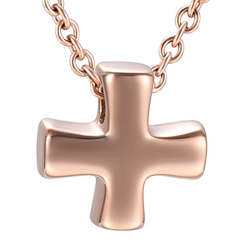 Médaillon de bijoux de crémation croix or rose pour deuil