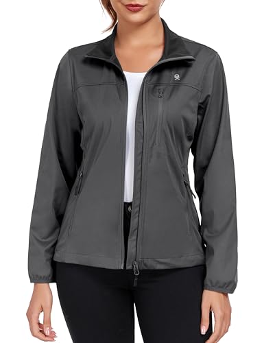 Little Donkey Andy Women's Lightweight Softshell Jacket Windbreaker for Hiking Running Golf Travel, Windproof, Waterproof (Iron Gray S)