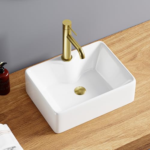 DILECI – Vasque Rectangulaire en Céramique Blanche 40x30x13 cm – Lavabo à Poser avec Plage pour Mitigeur – Design Moderne aux Angles Arrondis –...
