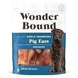 Amazon Brand – Wonder Bound Whole Pig Ears Dog Treats, Pork, 6 ounce, 6 Count (Pack of 1)