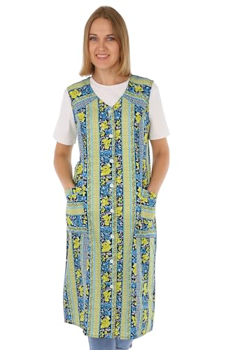Tablier de cuisine en coton à boutons, multicolore, sans manches, vert, 42