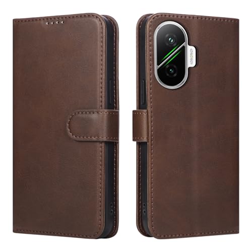Gedurya POCO F7 ケース 手帳型 ポコf7 用 手帳型ケース Xiaomi POCO F7 スマホケース ポコ f7 携帯カバー 6.83インチ対応 マグネット開閉式 カード収納 スタンド機能 全面保護 財布型 薄型 軽量 (ブラウン)