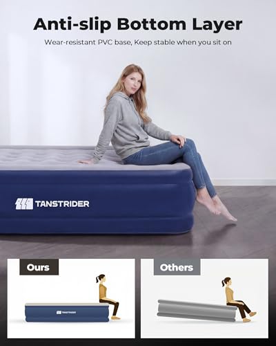 TANSTRIDER Full Size Air Mattress with Built in Pump, 18\" Raised Inflatable Bed for Guest Room, 3-Min Quick Self-Inflating Airbed for Home Use Heavy Duty 600lbs Capacity