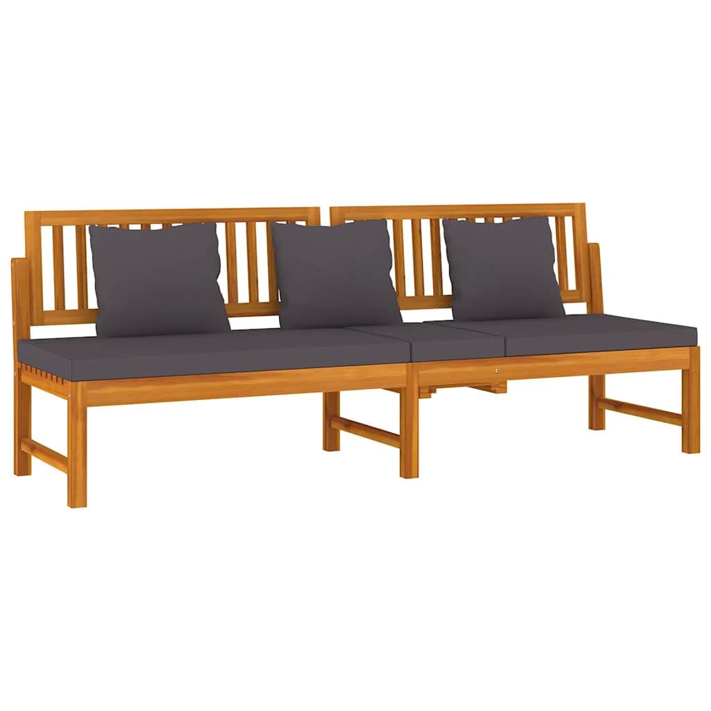 Sofá Cama Madera Acacia Gris 200x60x75 cm
