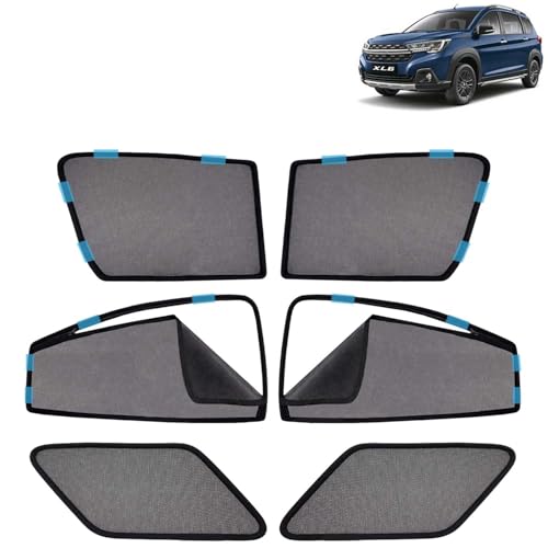 Image of KINGSWAY Car Sun Shade Curtains Only Compatible with Maruti Suzuki XL6 (2022 Onwards) | Front Window in Half Cut and Rear in Zipper (Magnetic) | UV & Heat Protection | Pack of 6 Pcs