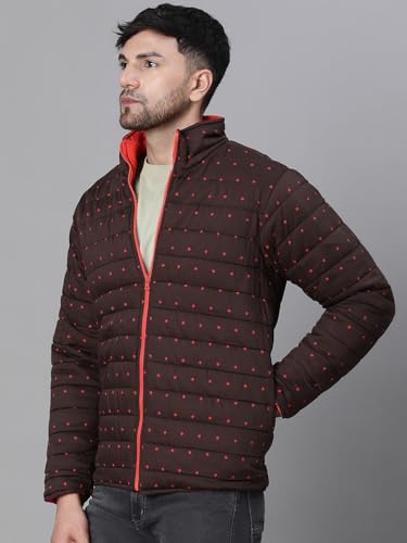 Image of oxolloxo Men Animal Print Zip Lined Long Sleeve Reversible Quilted Jacket