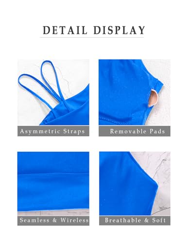 Image of MELYUM Longline Sports Bras for Women One Shoulder Workout Tank Tops with Built in Bra Supportive Crop Yoga Top Padded
