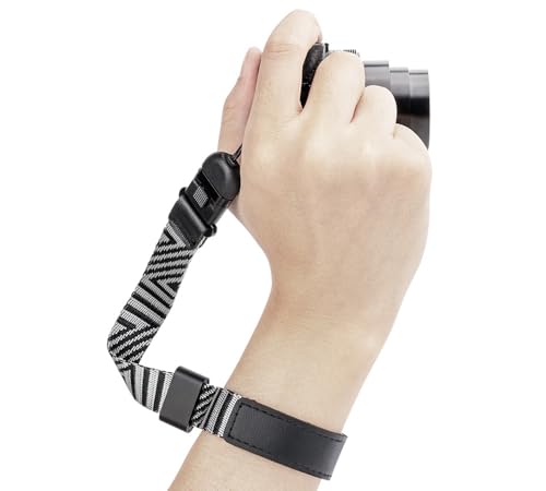 JJC Camera Hand Wrist Strap - Quick Release Buckle - Adjustable Slider for Canon Nikon Sony Fujifilm Olympus Point and Shot Cameras - Grey