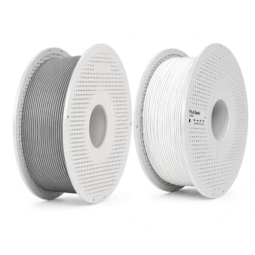 Image of 3IDEA Bambu Lab PLA Basic 3D Printing Filament 1.75mm, 1KG - Jade White & Grey with Reusable Spool, Smooth Finish, Easy Print, AMS Compatible