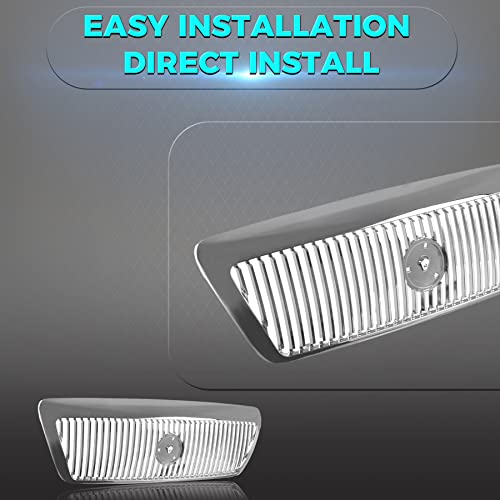 Titanium Plus Autoparts 2003-2005 Compatible With Mercury Grand Marquis Front Grille Grill Chrome Fo1200406 3W3Z8200Ab #TOP3