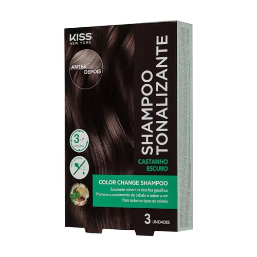 KISS NEW YORK Color Change Shampoo - Shampoo Tonalizante Castanho Escuro
