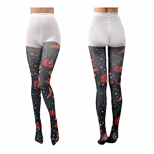 Image of Sahabowi Women Tights, Sheer High Waist Pantyhose, Vintage Control Top Stockings, Siwa opaque print1