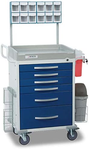 Detecto Rescue Series Anesthesiology Medical Cart, 6 Blue Drawers, Loaded