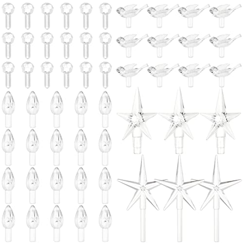 Riakrum 186 Pcs Ceramic Christmas Tree Replacement Bulb Set Globe Bird Stars for Lights Ornaments(Clear Color)