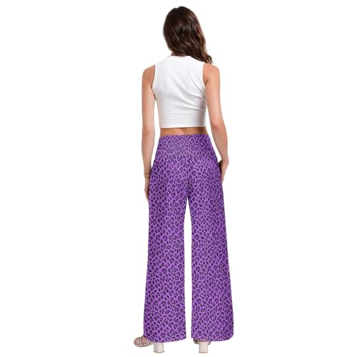 Pantalon large léopard violet extensible fini les tailles serrées - 4