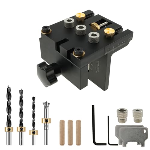 QUKFGCLGM Kit de Plantilla de Espiga autocentrante, Kit de Plantilla de Espiga para Soporte de Estante Flotante, Kit de Plantilla de Orificio de Bolsillo 3 en 1 para Orificios Rectos