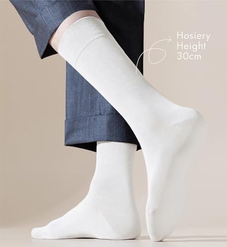 DOKUTOKU 3-12 Pack Mens Crew Socks Size 10-13 Cotton LightWeight Thin Casual Long Calf Socks4