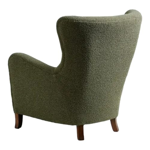 Image of Lakdi The Furniture High Back Luxury Wingback Armchair with Textured Boucle Upholstery & Solid Wood Lounge Chair, Mid-Century Modern Design | 5 Years Warranty | Free Assembly - 15185162