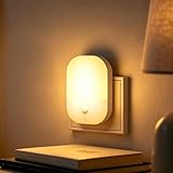 [1 Pezzi] Luce Notturna da Presa con Sensore Crepuscolare, 5 Livelli Dimmerabile, 3000K Bianco Caldo, Modalità ON/OFF/Auto, LED Soffuso a Risparmio Energetico per Cameretta, Corridoio, Cucina, Scale