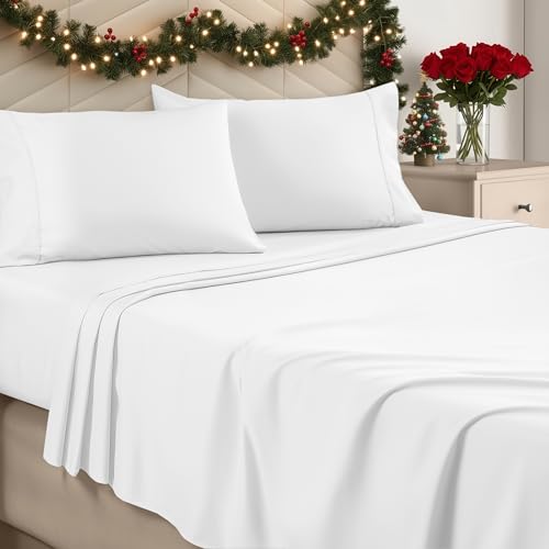 Utopia Bedding Set di lenzuola per letto queen size, in microfibra spazzolata, morbide, lussuose lenzuola con lenzuolo con angoli, lenzuolo piatto e 2 federe, lenzuola per letto queen size con tasca