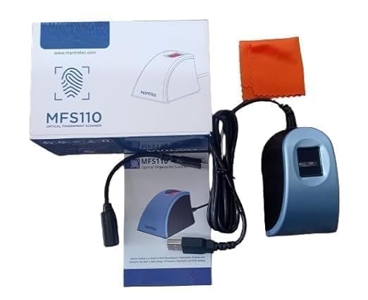Yukonics L1 Mantra MFS110 | Biometric Fingerprint USB Scanner with C Type OTG | RD Services & Latest Version | with High Security and Durability Device (Metallic Blue)