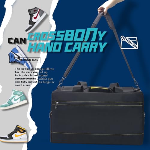 Sac de sport imperméable pour sport, voyage, 3 séparateurs réglables, bandoulière, jaune, Sac de sport – vue 4