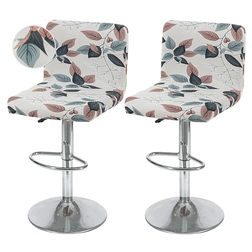 Image of FUANGUI Bar Stool Covers with Backs, 2 Pack Stretch Bar Stool Chair Covers, Knitted Jacquard Bar Stool Covers,Washable Bar Chair Covers Swivel Barstool Slipcovers,11