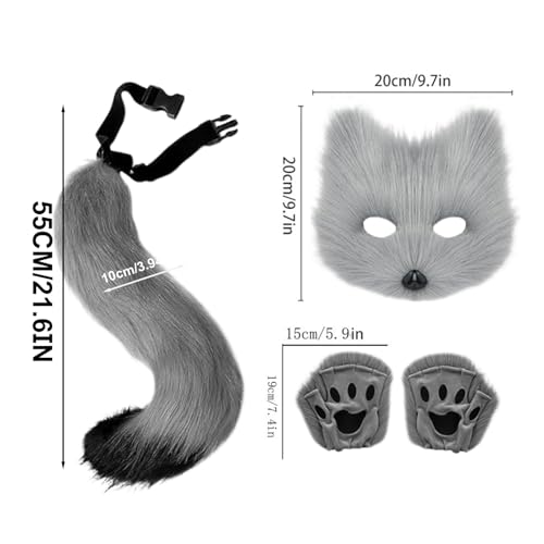 Déguisement queue et oreilles pour Halloween avec gants et masque - 5