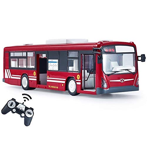 Remote Control Bus Car RC Car 6 Channel 2.4G Remote Control Bus City High Speed One Key Start Function Bus with Realistic Sound and Light for Adults (Color : Red Size : 2batterys) (Red 3batterys)
