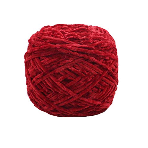 Clisil Knitting Chenille Yarn Diy Red Velvet Chenille Yarn Bulky Luxury Polyester Chenille Yarn For Crochet Hat Scarf Sweater Shawl Toy 8Oz/250G #TOP3