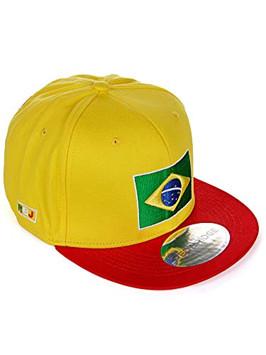 Red Bridge Unisex Snapback Gorras Gorra Gorra de Béisbol Gorra Bordada Países, Brasil-amarillo, Talla única